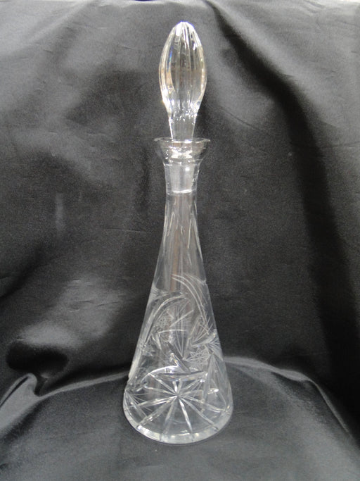 Clear w/ Cut Spinning Stars: Decanter & Stopper, 15 3/4" Tall -- CR#052