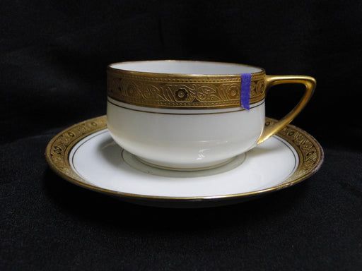 Pfeiffer & Lowenstein Antoinette, Encrusted Gold: Cup & Saucer Set, 1 7/8", Nick