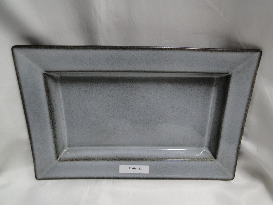 Jars Tourron Gris Ecorce, Blue/Grey & Black: Rectangular Platter (s), 11 7/8"
