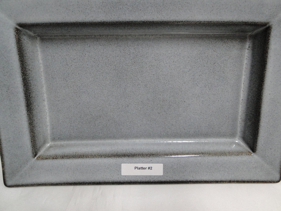 Jars Tourron Gris Ecorce, Blue/Grey & Black: Rectangular Platter (s), 11 7/8"