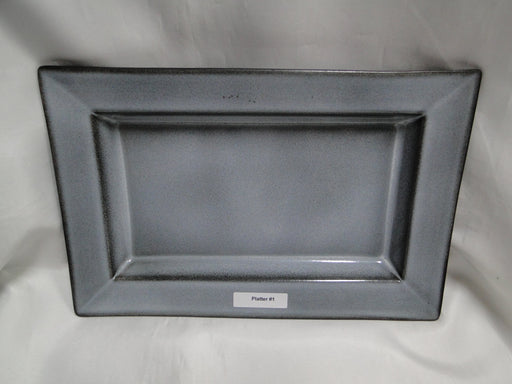 Jars Tourron Gris Ecorce, Blue/Grey & Black: Rectangular Platter (s), 11 7/8"