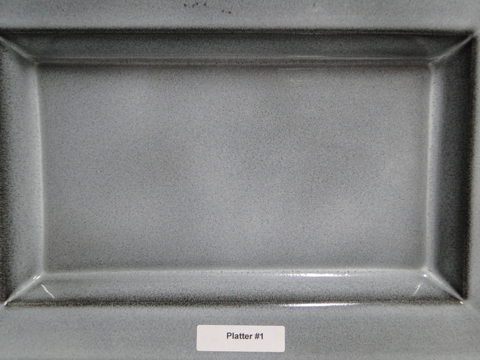 Jars Tourron Gris Ecorce, Blue/Grey & Black: Rectangular Platter (s), 11 7/8"