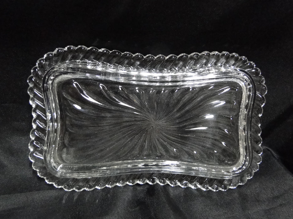 Fostoria Colony, Clear, Swirled: Mini Open Sugar Bowl, Mini Creamer, & Tray