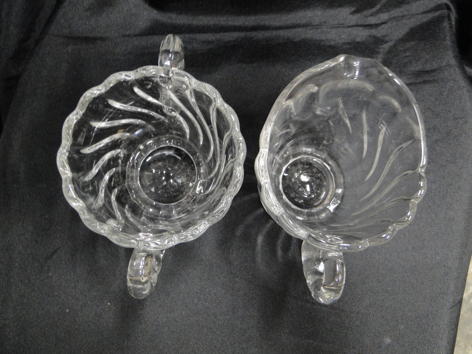 Fostoria Colony, Clear, Swirled: Mini Open Sugar Bowl, Mini Creamer, & Tray