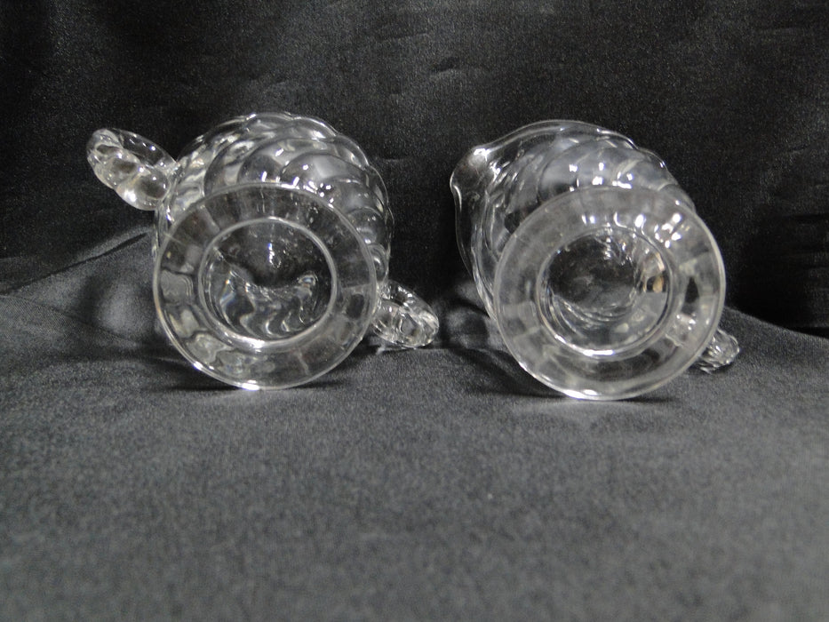 Fostoria Colony, Clear, Swirled: Mini Open Sugar Bowl, Mini Creamer, & Tray