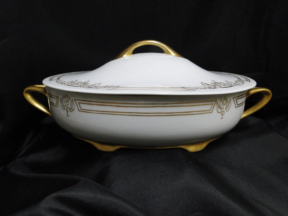 Rosenthal Botticelli Shape, Gold Leaves: Oval Serving Bowl & Lid & Handles