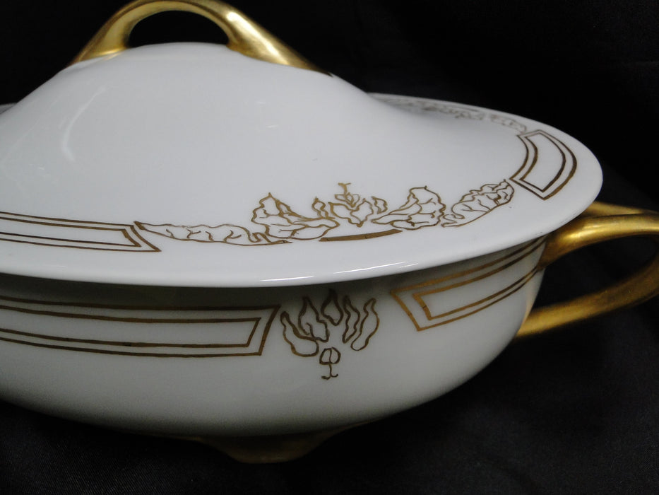 Rosenthal Botticelli Shape, Gold Leaves: Oval Serving Bowl & Lid & Handles