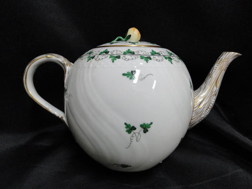 Herend Persil, Green Parsley: Teapot & Lid w/ Yellow Rose, 6 1/4" Tall