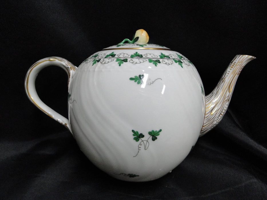 Herend Persil, Green Parsley: Teapot & Lid w/ Yellow Rose, 6 1/4" Tall