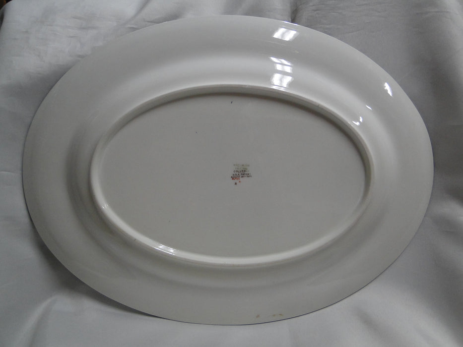 Wedgwood Columbia, White, Medallion, Green Trim: Oval Platter, 15 1/4" x 11 5/8"