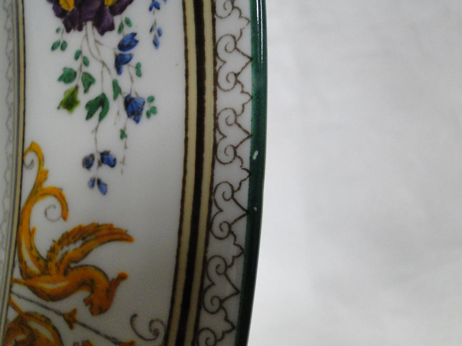 Wedgwood Columbia, White, Medallion, Green Trim: Oval Platter, 13 1/4" x 10"