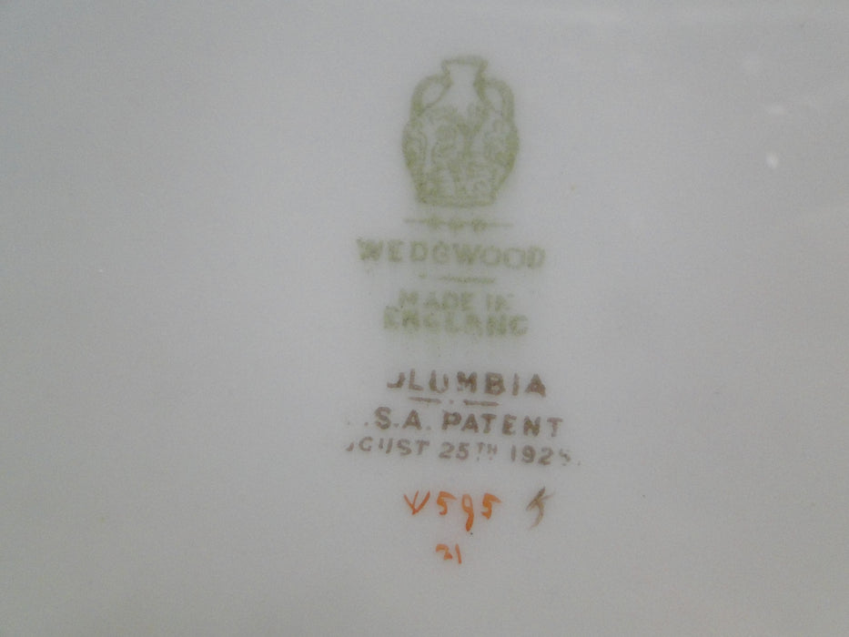 Wedgwood Columbia, White, Medallion, Green Trim: Square Cake Plate, 10 1/2"