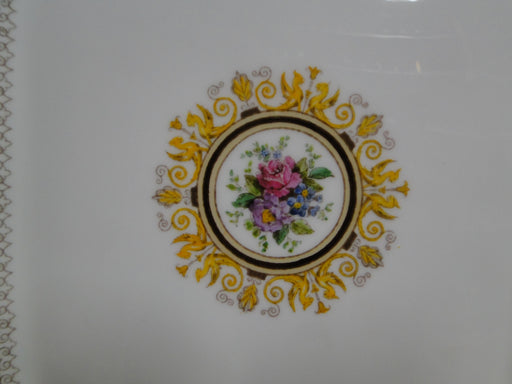 Wedgwood Columbia, White, Medallion, Green Trim: Square Cake Plate, 10 1/2"