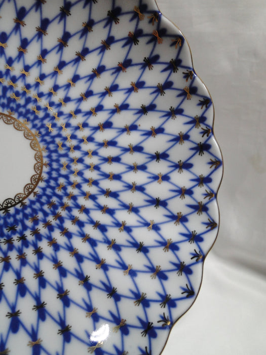 Lomonosov Cobalt Net, Russia, Blue & Gold: Cake Plate, 8 5/8"