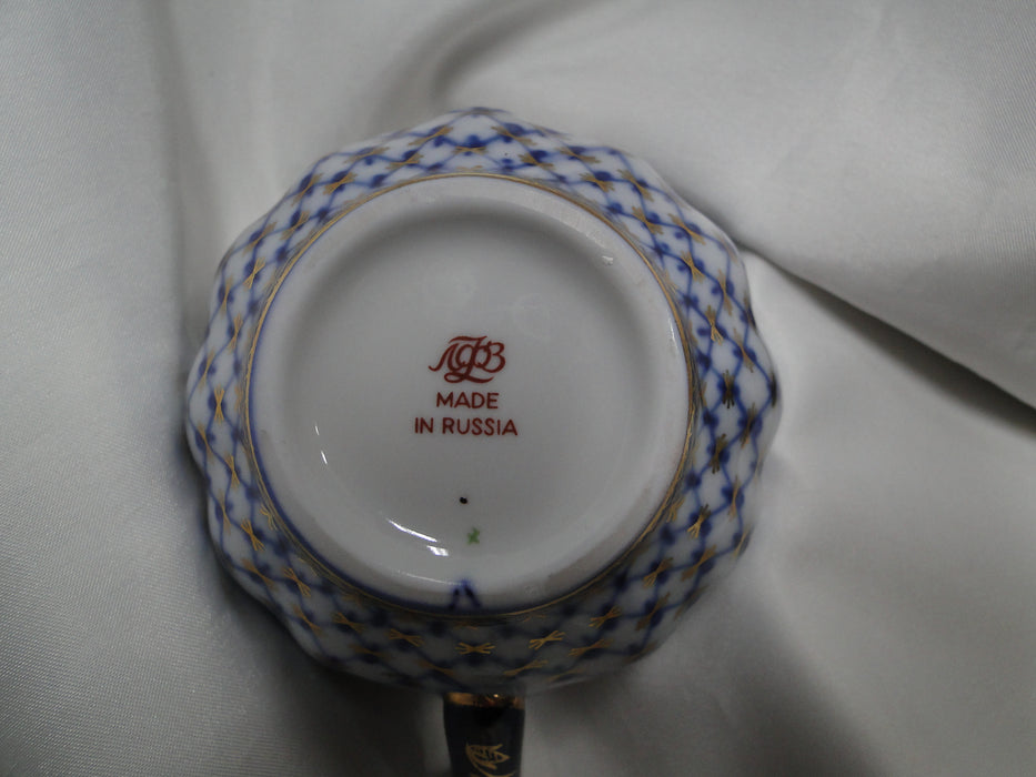 Lomonosov Cobalt Net, Russia, Blue & Gold: Creamer / Cream Pitcher, 3 1/2" Tall