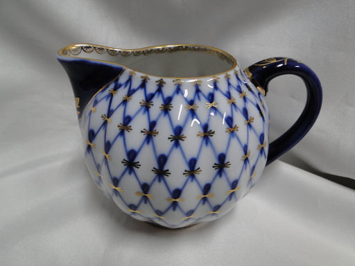 Lomonosov Cobalt Net, Russia, Blue & Gold: Creamer / Cream Pitcher, 3 1/2" Tall