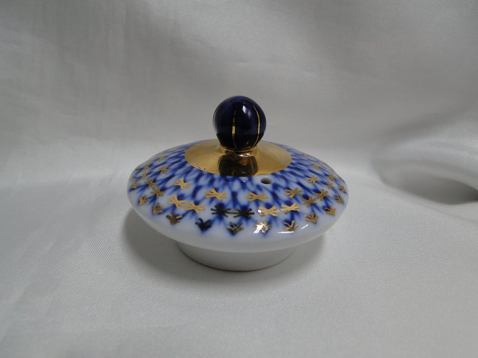 Lomonosov Cobalt Net, Russia, Blue & Gold: Mini Teapot & Lid, 5 1/4" Tall