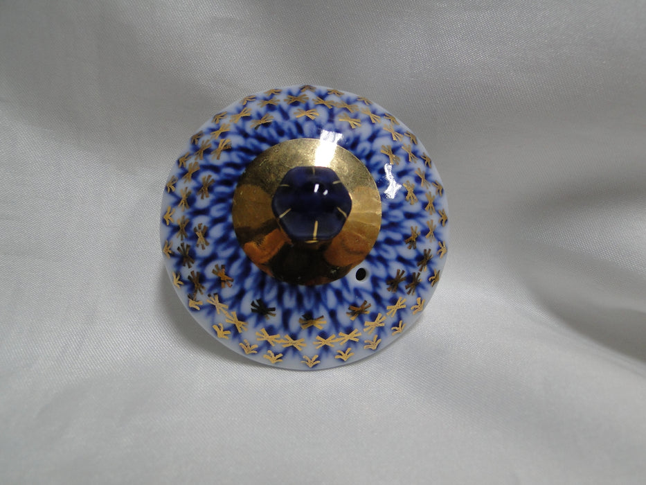 Lomonosov Cobalt Net, Russia, Blue & Gold: Mini Teapot & Lid, 5 1/4" Tall