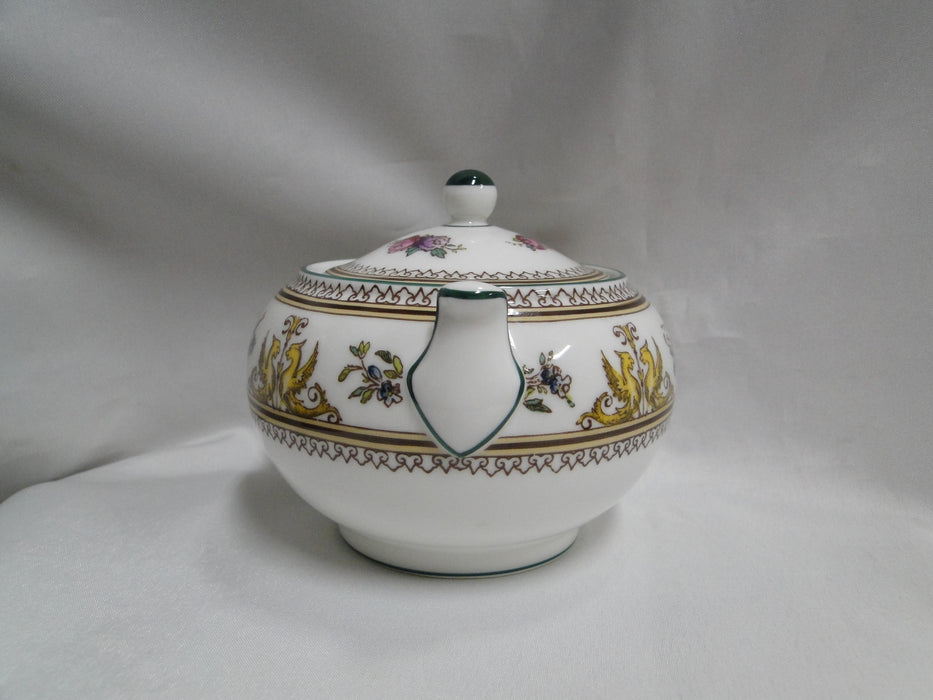 Wedgwood Columbia, White, Green Trim: Sugar Bowl & Lid, 3 3/4", Shape 146