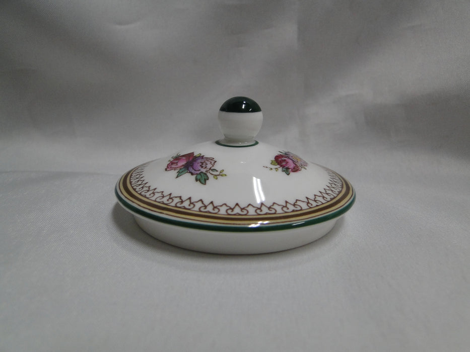 Wedgwood Columbia, White, Green Trim: Sugar Bowl & Lid, 3 3/4", Shape 146