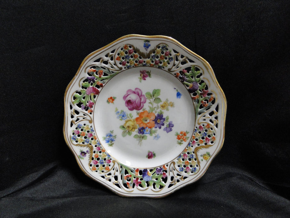 Schumann Chateau Dresden, Reticulated, Flowers: Bread Plate, 6", As Is