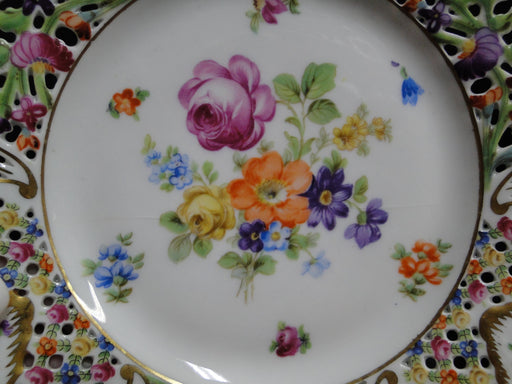 Schumann Chateau Dresden, Reticulated, Flowers: Bread Plate, 6", As Is