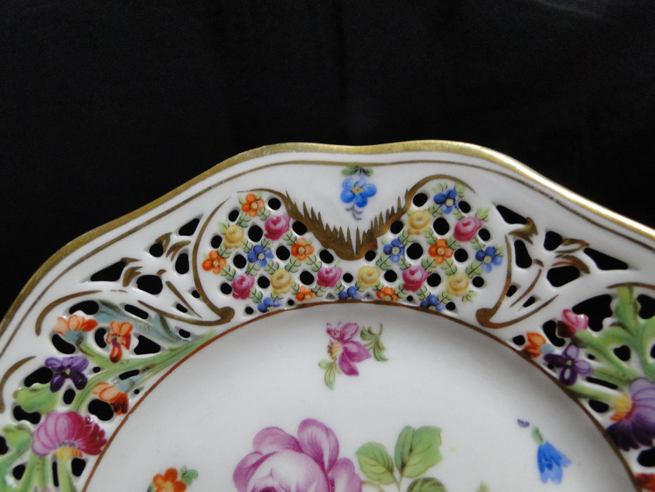 Schumann Chateau Dresden, Reticulated, Flowers: Bread Plate, 6", As Is