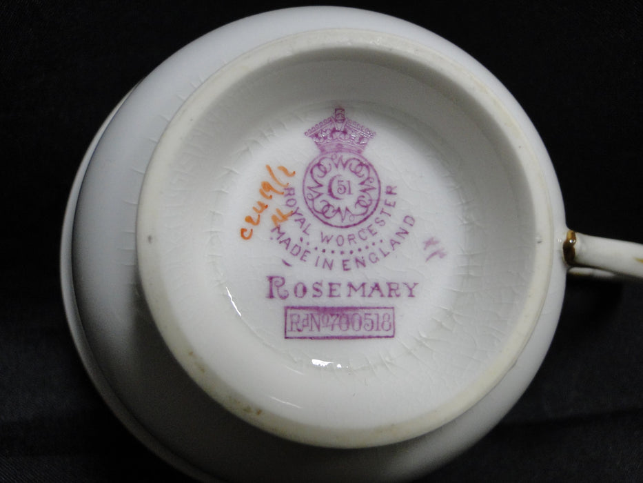 Royal Worcester Rosemary Sky Blue, White: 2 1/8" Cup Only, No Saucer, Crazing