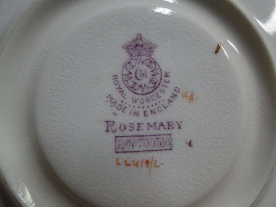 Royal Worcester Rosemary Sky Blue, White: 5 3/4" Saucer Only, No Cup, As Is