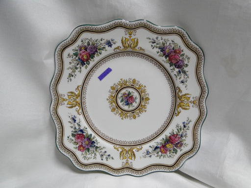 Wedgwood Columbia, White, Medallion, Green Trim: Square Salad Plate 8.25", As Is