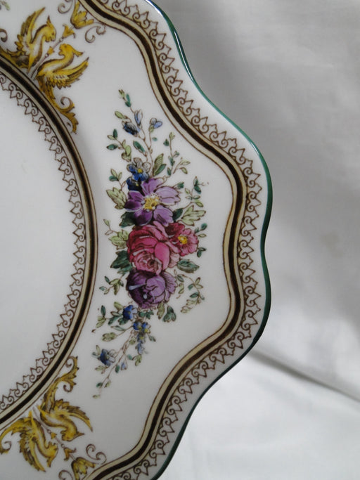 Wedgwood Columbia, White, Medallion, Green Trim: Square Salad Plate 8.25", As Is