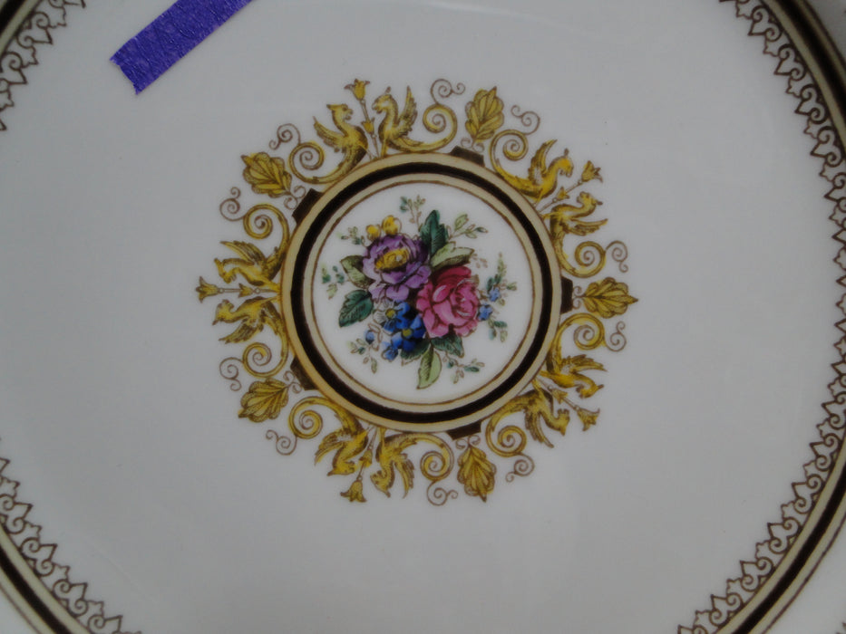 Wedgwood Columbia, White, Medallion, Green Trim: Square Salad Plate 8.25", As Is