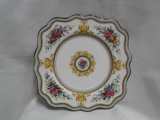 Wedgwood Columbia, White, Medallion, Green Trim: Square Salad Plate, 8 1/4"