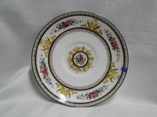 Wedgwood Columbia, White, Medallion, Green Trim: 5 3/4" Saucer Only, Nick