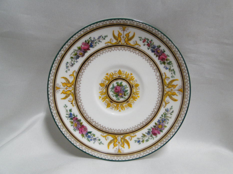 Wedgwood Columbia, White, Medallion, Green Trim: Cup & Saucer Set (s), 2 5/8"