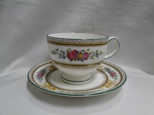 Wedgwood Columbia, White, Medallion, Green Trim: Cup & Saucer Set (s), 2 5/8"