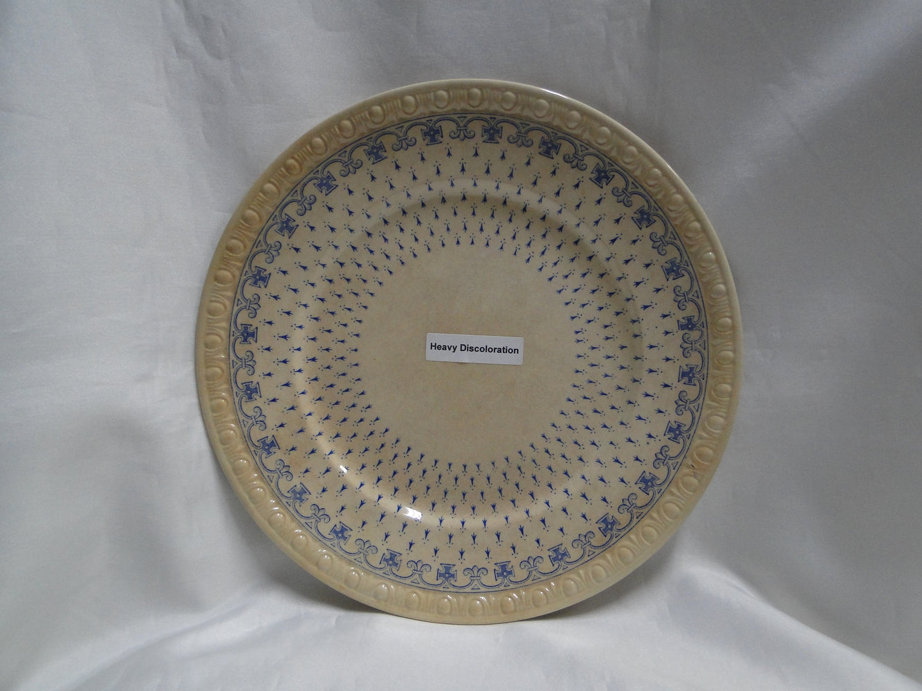 Spode Ermine Blue, Geometric Design: Luncheon Plate, 9 3/8", Craz Heavy Discolor