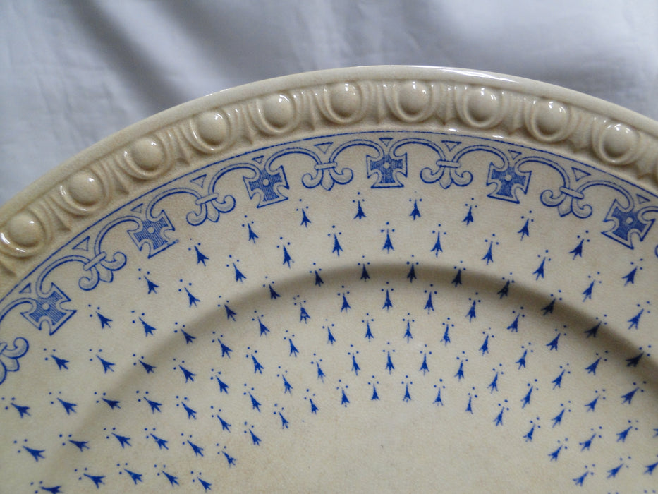 Spode Ermine Blue, Geometric Design: Luncheon Plate, 9 3/8", Craz Heavy Discolor