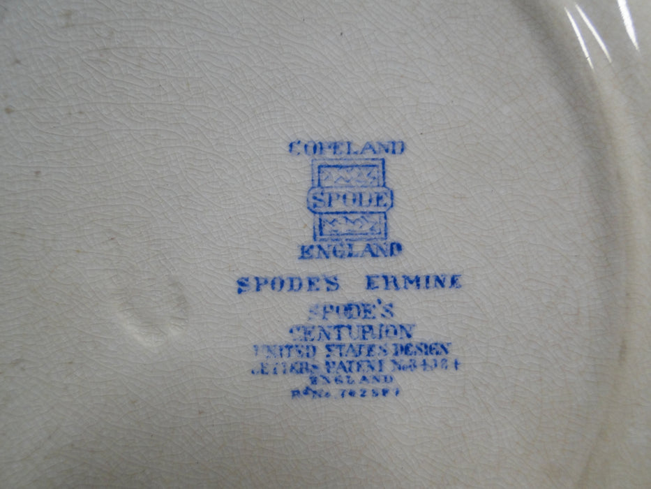 Spode Ermine Blue, Geometric Design: Luncheon Plate, 9 3/8", Craz Heavy Discolor