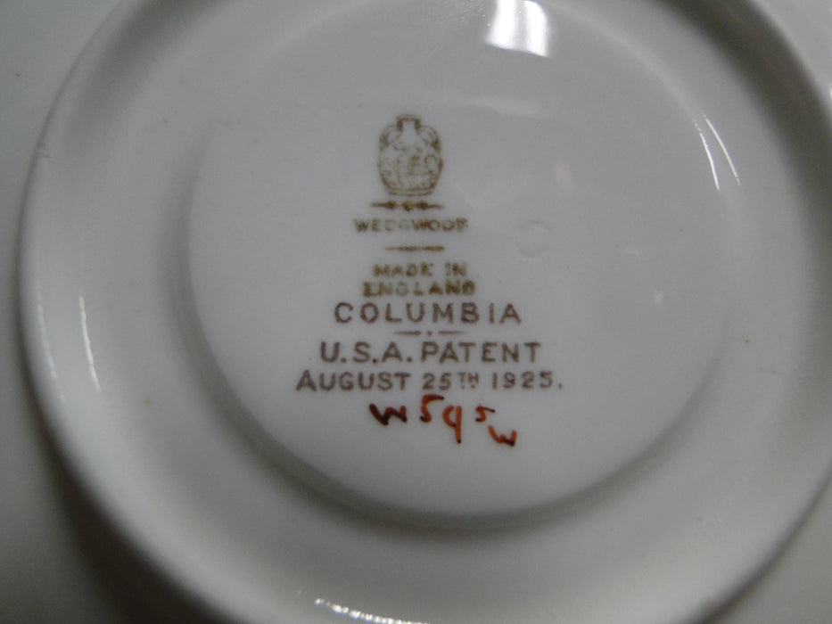 Wedgwood Columbia, White, Medallion, Green Trim: Demi Cup & Saucer Set, As Is