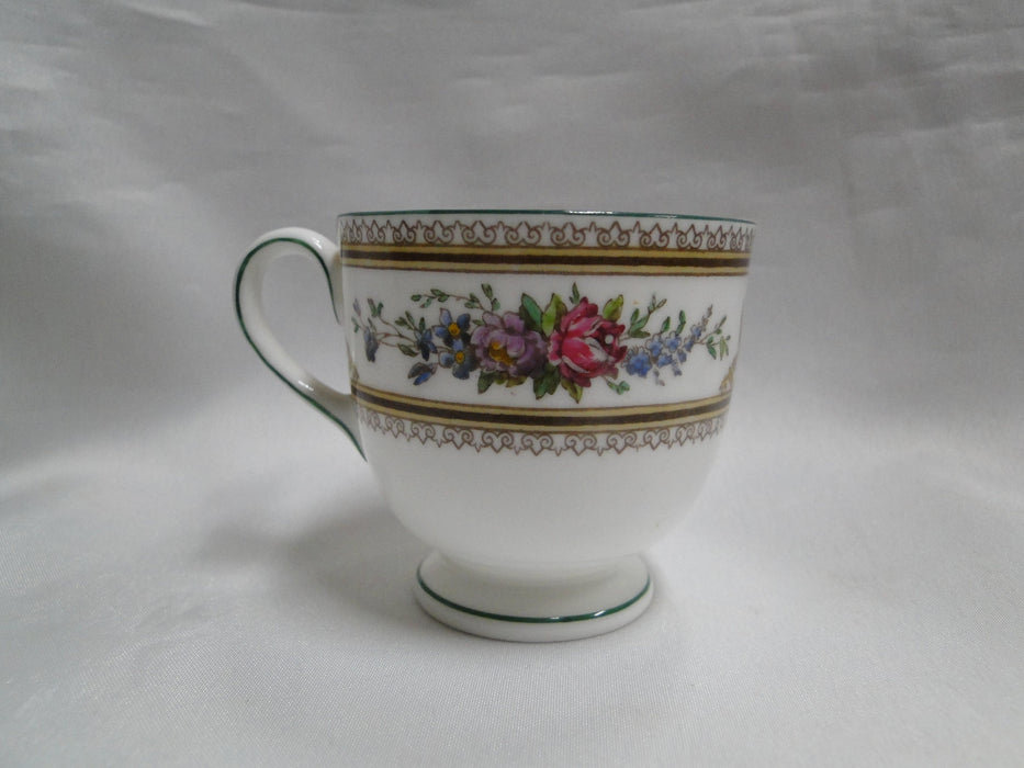 Wedgwood Columbia, White, Medallion, Green Trim: Demi Cup & Saucer Set, As Is