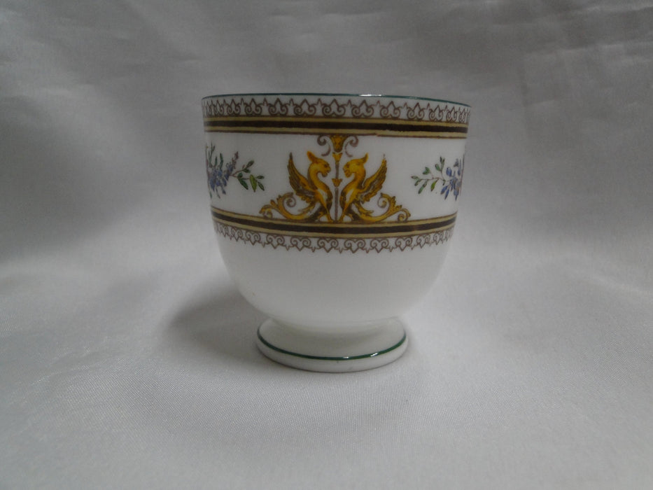 Wedgwood Columbia, White, Medallion, Green Trim: Demi Cup & Saucer Set, As Is