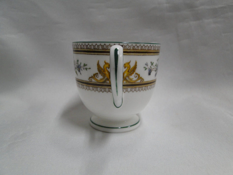 Wedgwood Columbia, White, Medallion, Green Trim: Demi Cup & Saucer Set, As Is