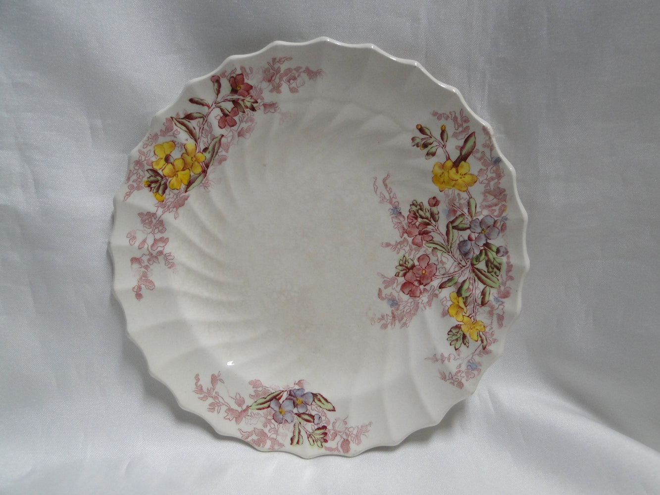 Spode Fairy Dell, Multicolored Florals, Swirl Rim: Bread Plate (s), 6 1/8" As Is