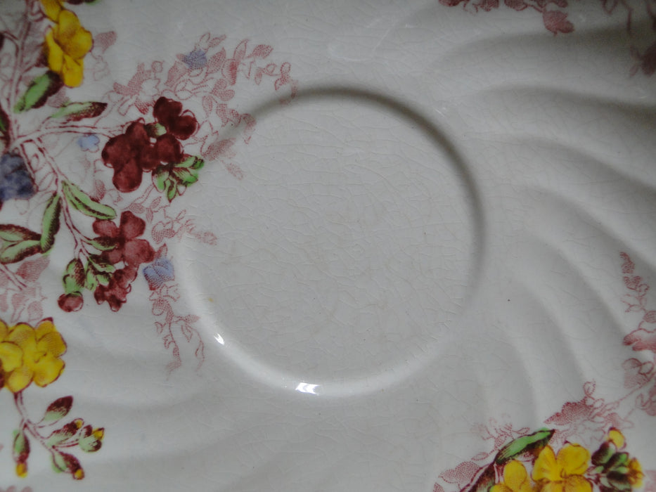 Spode Fairy Dell, Multicolored Florals, Swirl Rim: Cup & Saucer Set (s), As Is