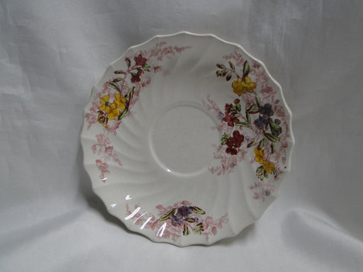 Spode Fairy Dell, Multicolored Florals, Swirl Rim: 5 5/8" Saucer Only, Crazing