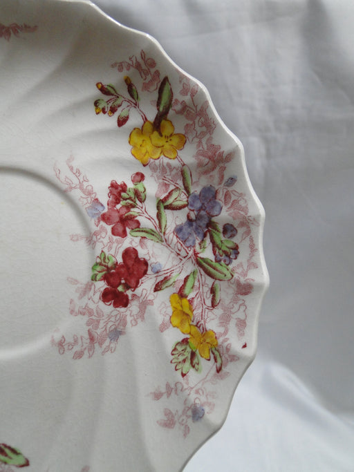 Spode Fairy Dell, Multicolored Florals, Swirl Rim: 5 5/8" Saucer Only, Crazing