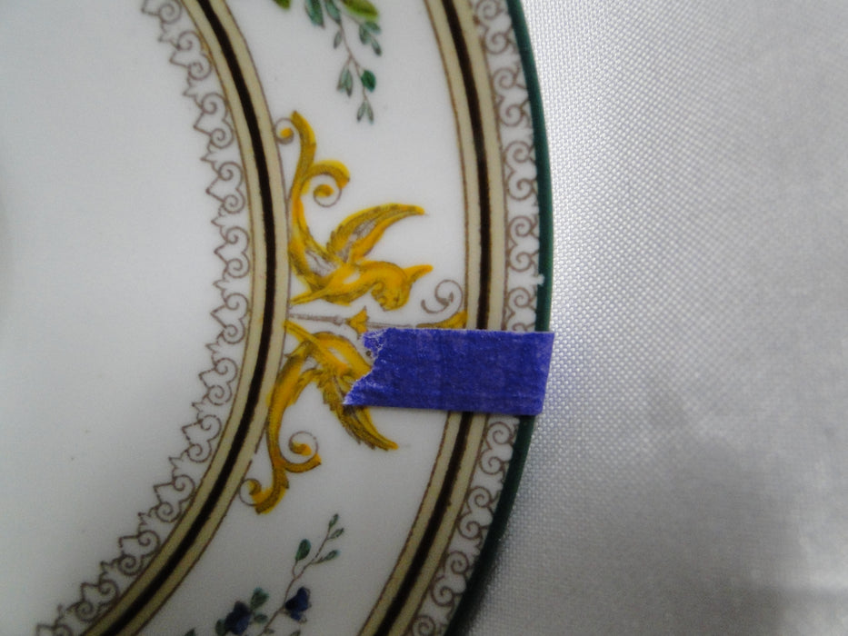 Wedgwood Columbia, White, Medallion, Green Trim: Demi Cup & Saucer Set, As Is
