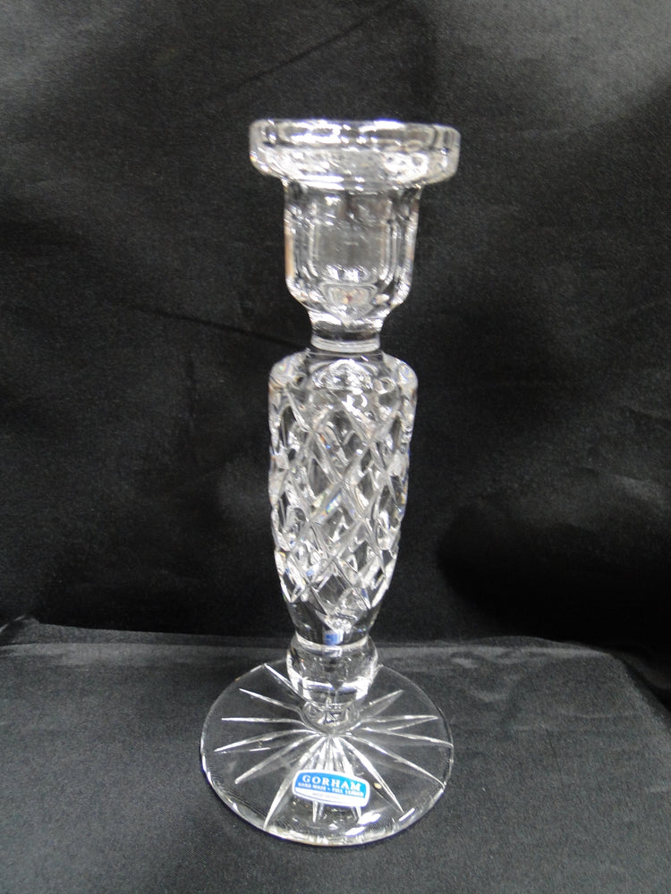 Gorham Clear w/ Criss Cross Cuts: Candlestick, 7 3/4" Tall, Sticker