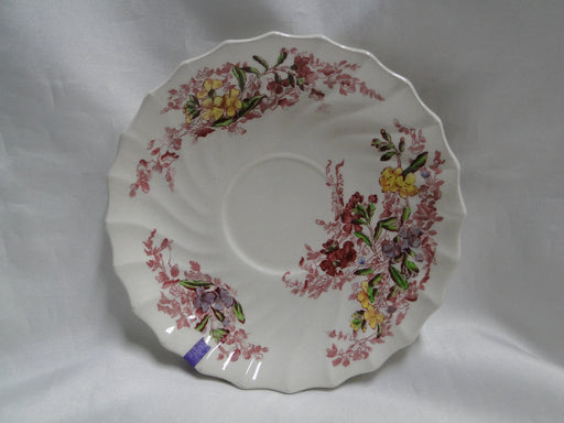 Spode Fairy Dell, Multicolored Florals, Swirl Rim: 5 5/8" Saucer Only, As Is